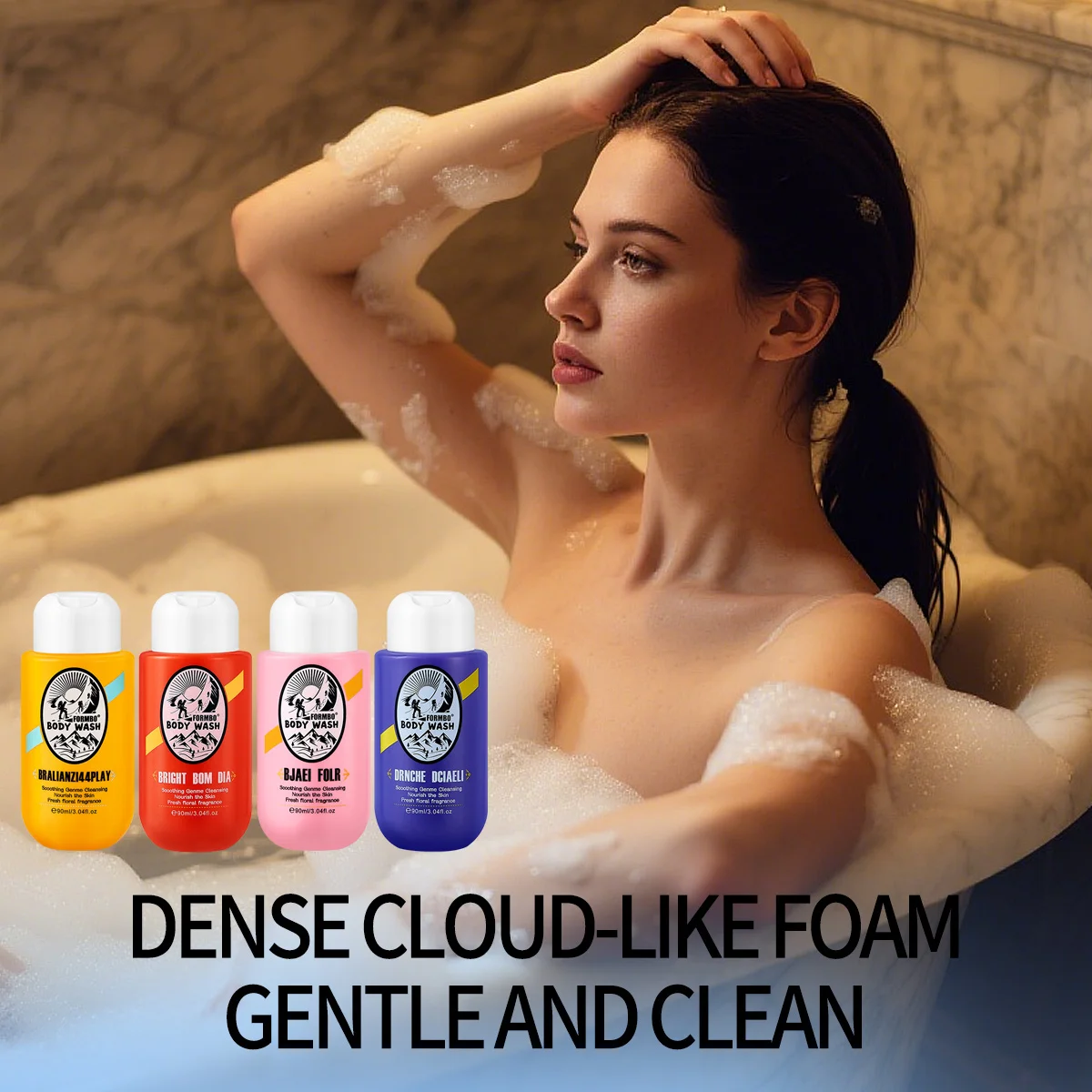 4 - Scent Body Wash Assortment: Floral & Fresh Fragrances, Travel - Size Shower Gels