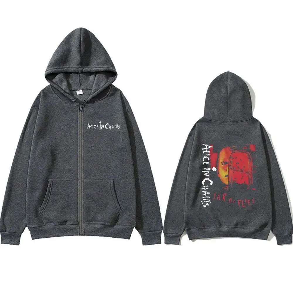 Custom Rock Band Alice In Chains Jar Of Flies Album Zipper Hoodie Men Women Vintage Casual Fleece Zip Up Jacket Male