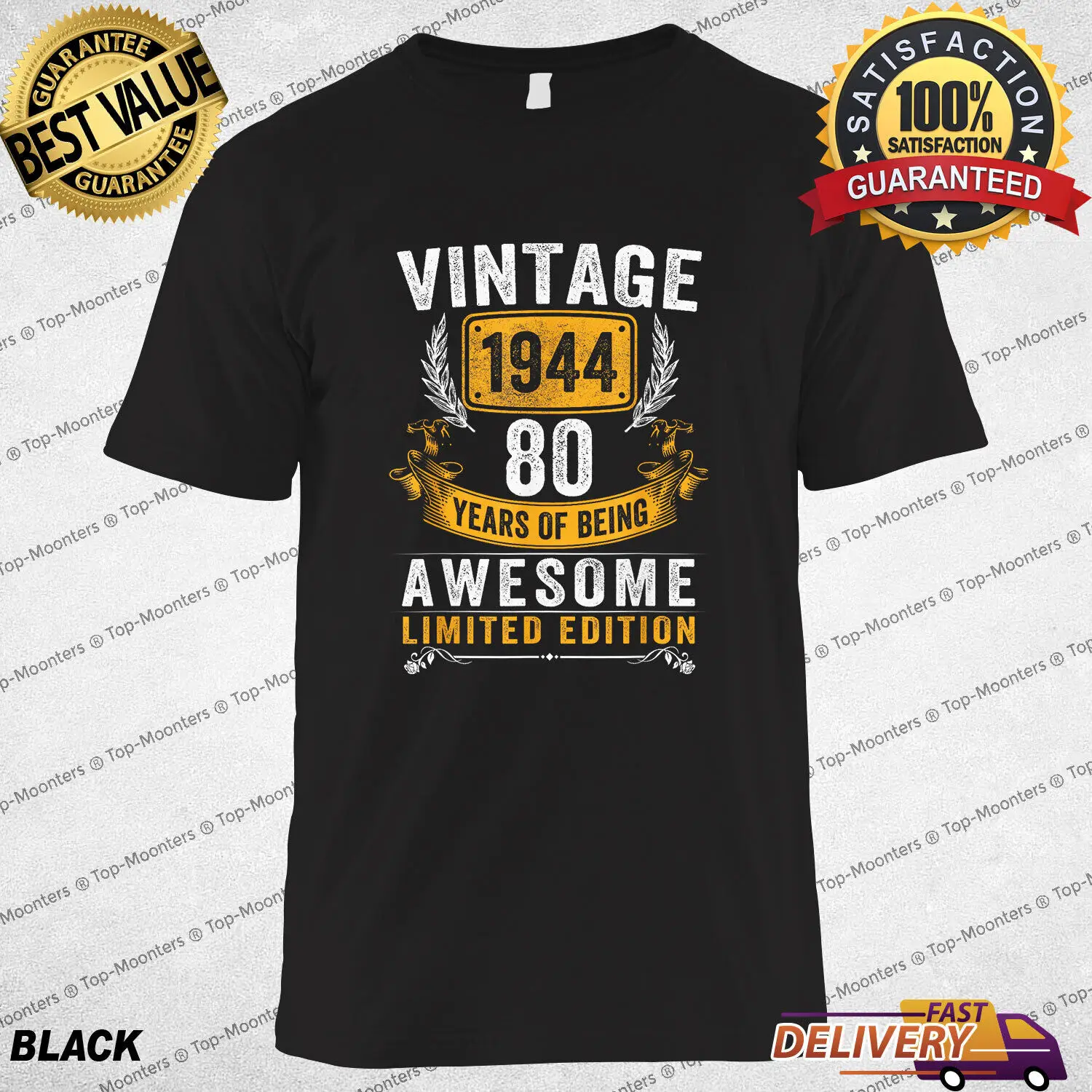 

Vintage 1944 Made In 1944 T-Shirt Perfect For 80 Years Old Birthday Celebration