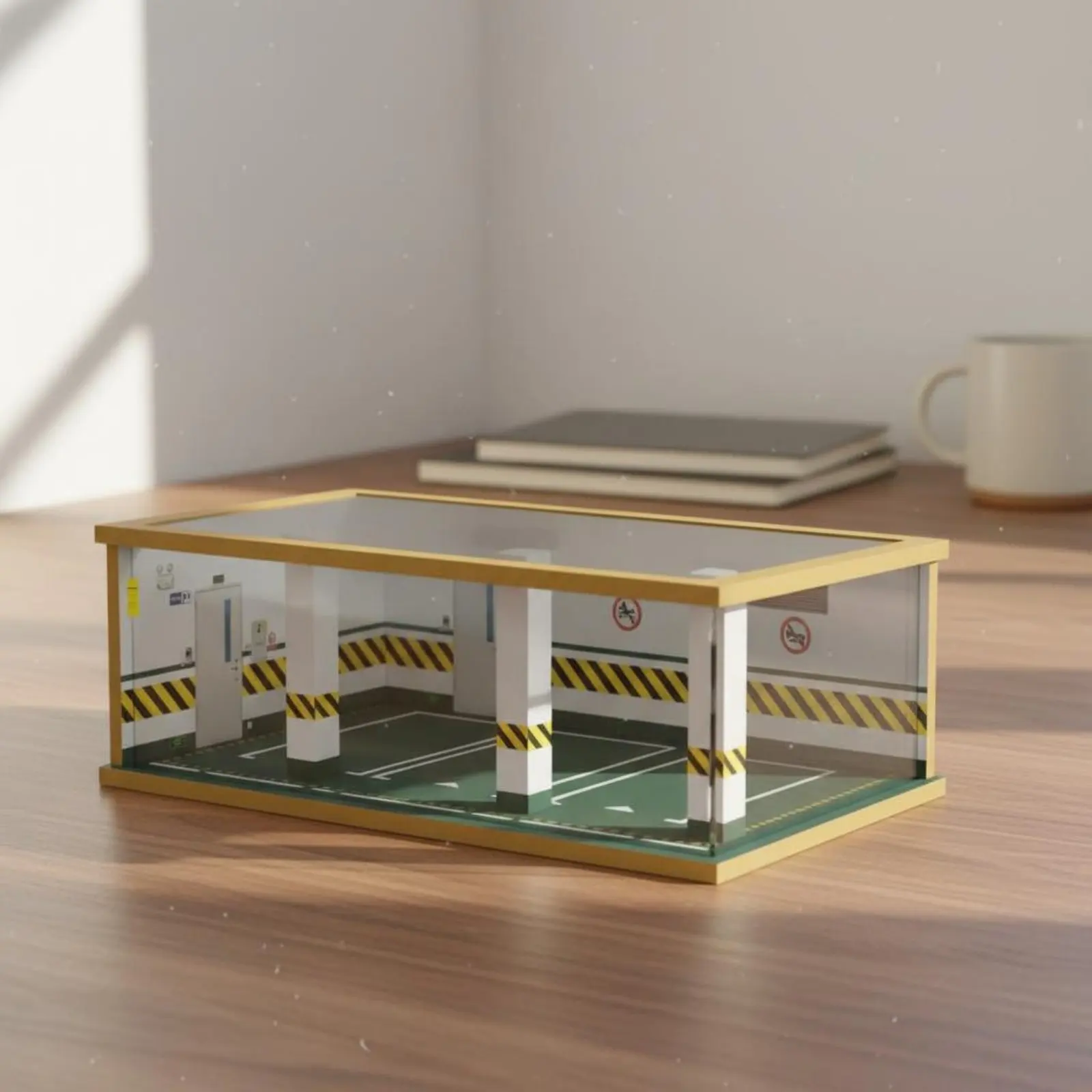 1:24 Scale Parking Garage Wooden Frame Lighted Parking Garage Display Lighted Car Model Display Case Dustproof for Hobbyists - view 3
