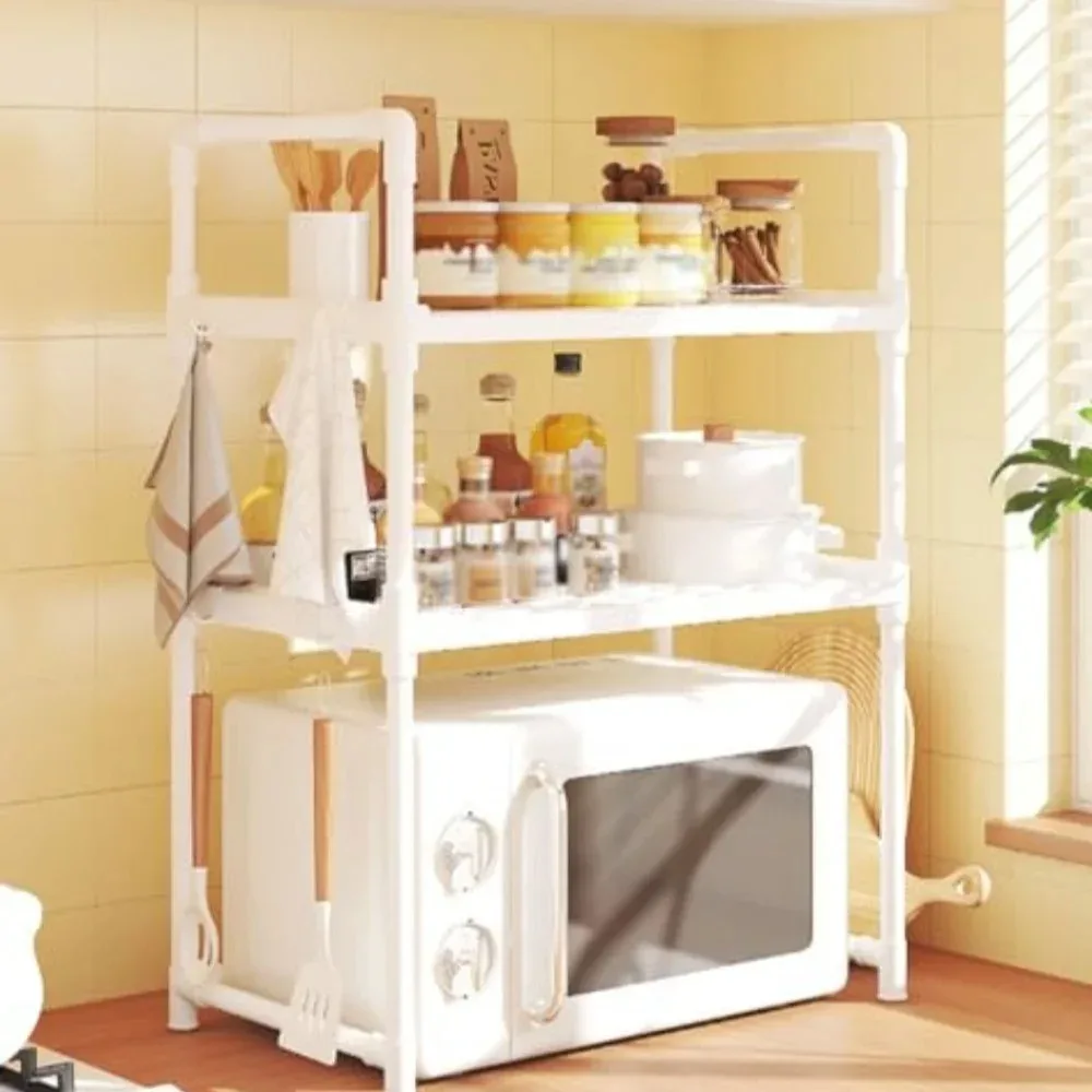 Kitchen Storage Rack Microwave Shelf Condiment Organizer Multi-Layer Simple Countertop Tidying Shelves Elevated Seasoning Racks