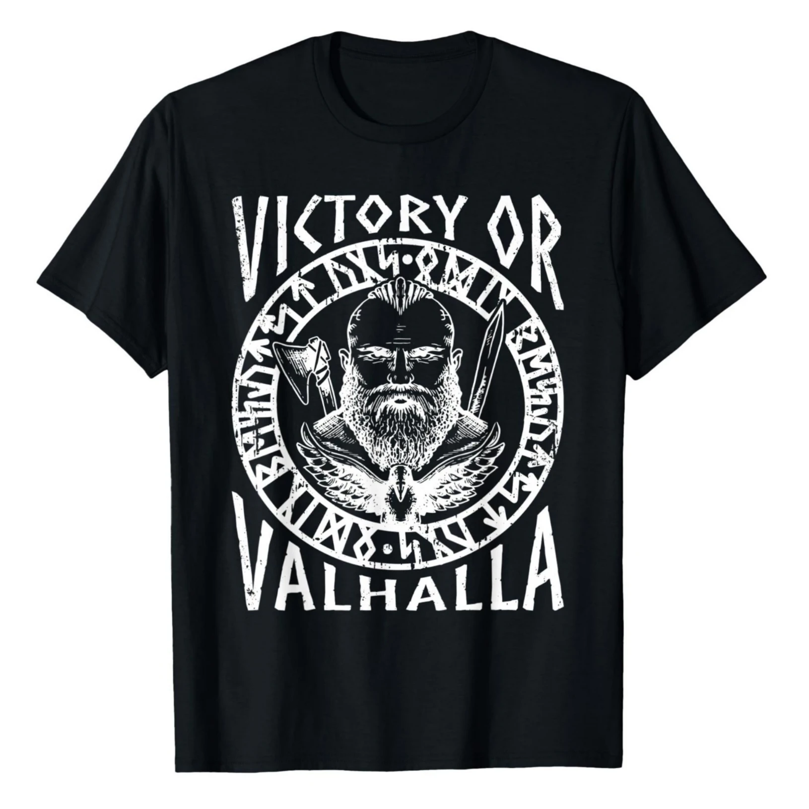 "Victory Valhalla" nordic Warrior Shield Bold T-Shirt 100% Cotton O-Neck Short Sleeve Summer Casual Mens T-shirt Streetwear