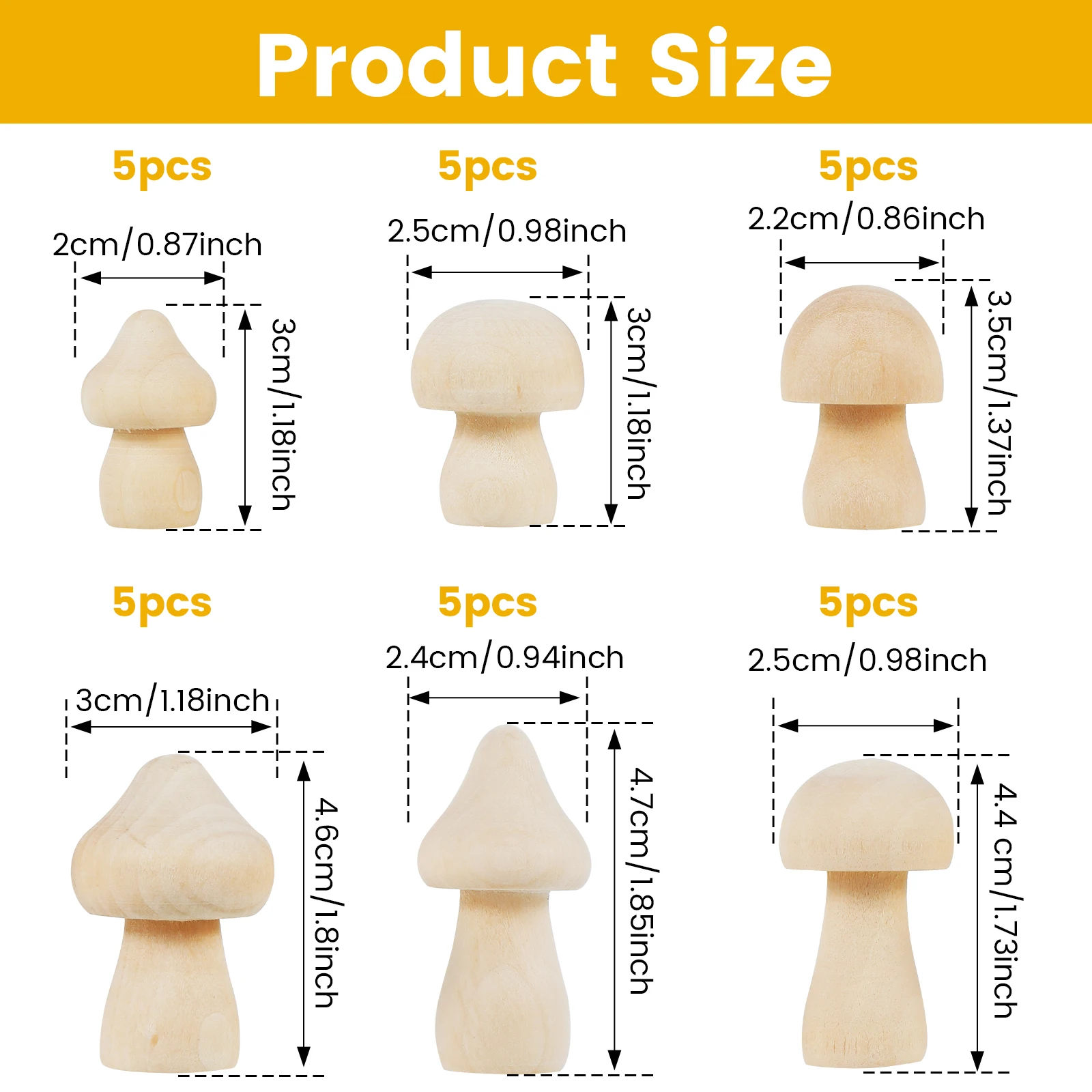 30/60pcs Unfinished Wooden Mushroom Natural Wooden Mushroom Set Unpainted Wood Mushroom DIY Unfinished Wooden Toys for Children