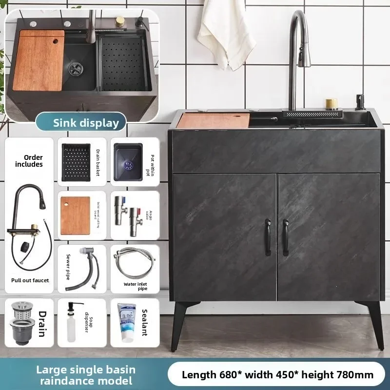 Kitchen Sink Integrated Cabinet Dish Basin Rack Rental Home Compact Easy Setup Kitchen Sink Kitchen Washbasin Kitchen Sink