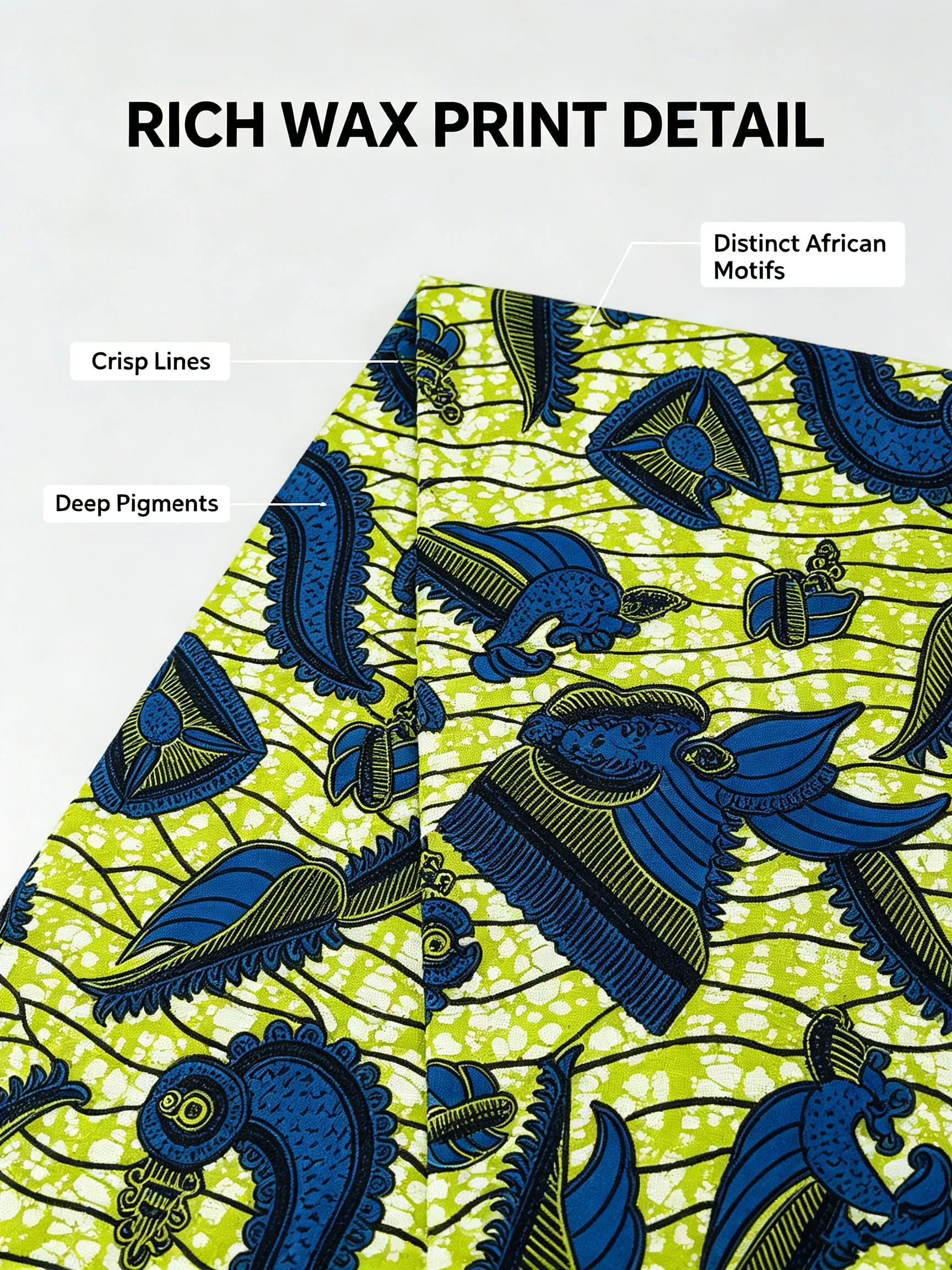 African Real Wax Print Fabric Ankara 6 Yards Green Blue Paisley Pattern 100% Cotton Pagne Material For Women Dress Sewing DIY view 3