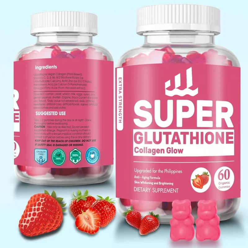 Super Glutathione Collagen Glowing Soft Candy - Brightens Skin - Marine Collagen and Vitamin-60 Capsules