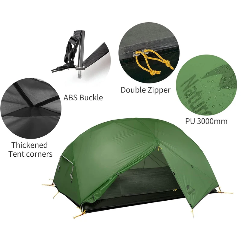 Naturehike Mongar 2 Camping Tent Ultralight Outdoor 3 Season Waterproof 20D Nylon 210T Hiking Tent 2 Person Backpacking Tent