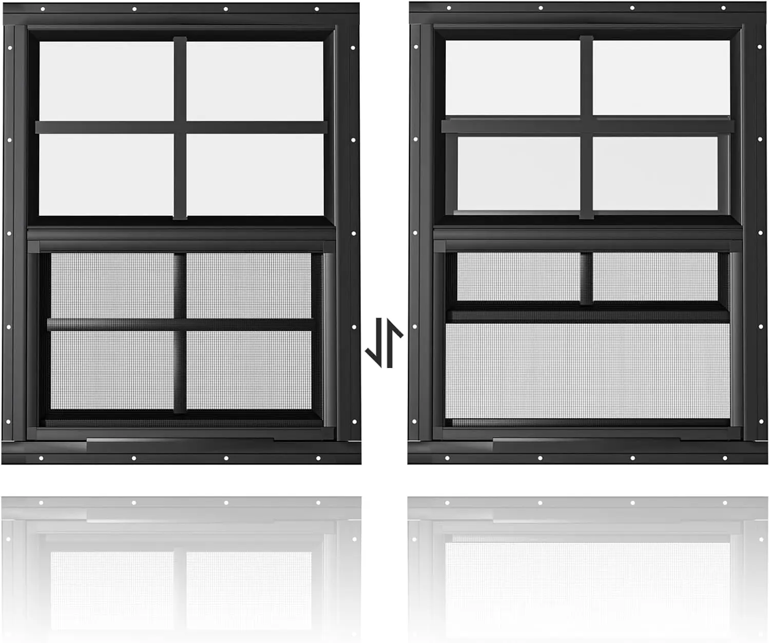 

2 шт. окна для навесов, врезные, 18x23 дюймов, черные, для игровых домиков, сараев и курятников, с закаленным стеклом