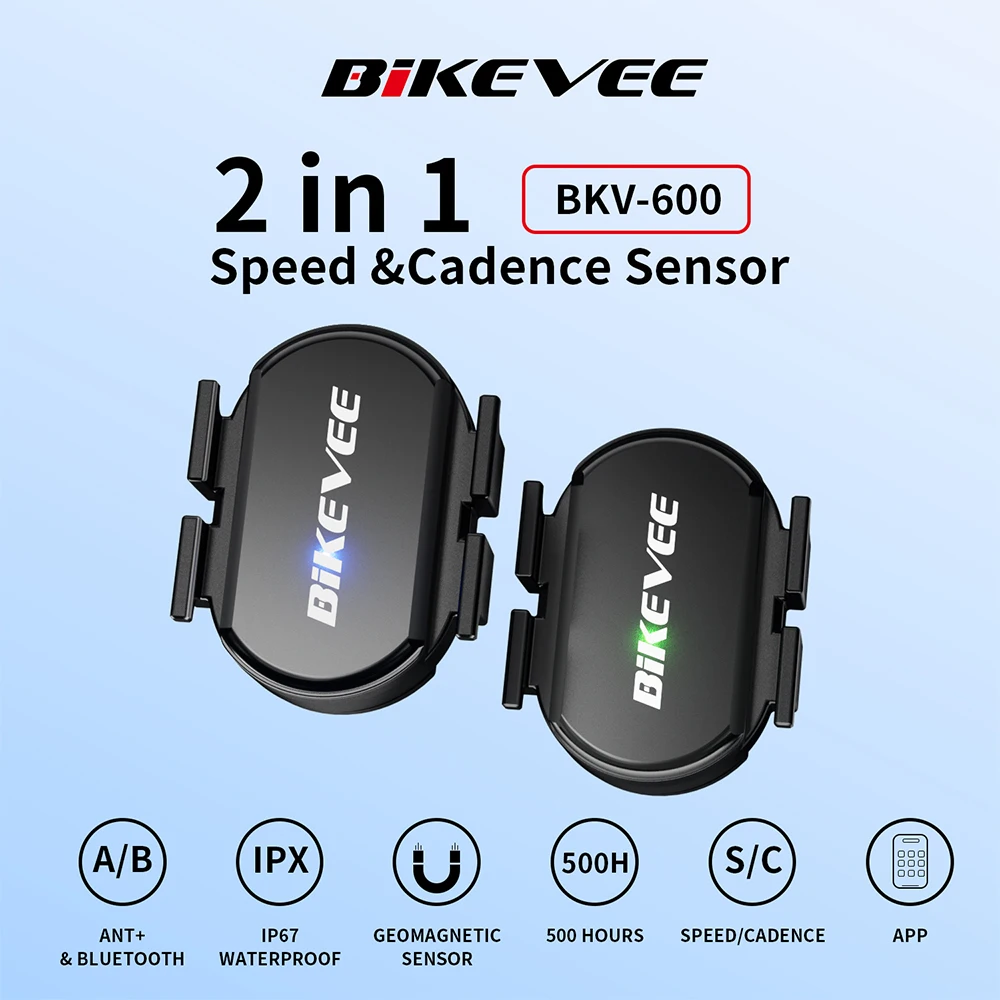 BIKEVEE Universal Wireless ANT+ Bluetooth Cadence Speed Sensor Bike Cycling RPM Sensor Compatible GARMIN/IGPSPORT/Bryton/Wahoo/Coosporide/Zwift/Rouvy Bike Computer Attachment for Bicycle Cycling Sport