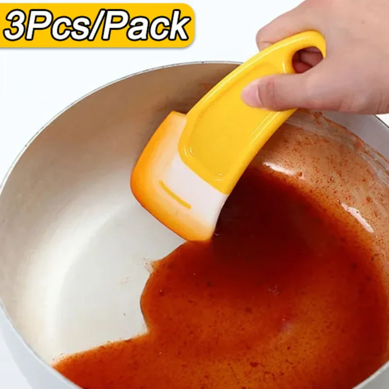 3/1PCS Cleaning Silicone Spatula Kitchen Scraper Soft Blade Scraper Brush Dirty Pan Pot Dishe Cleaner Tool Home Kitchen Utensils