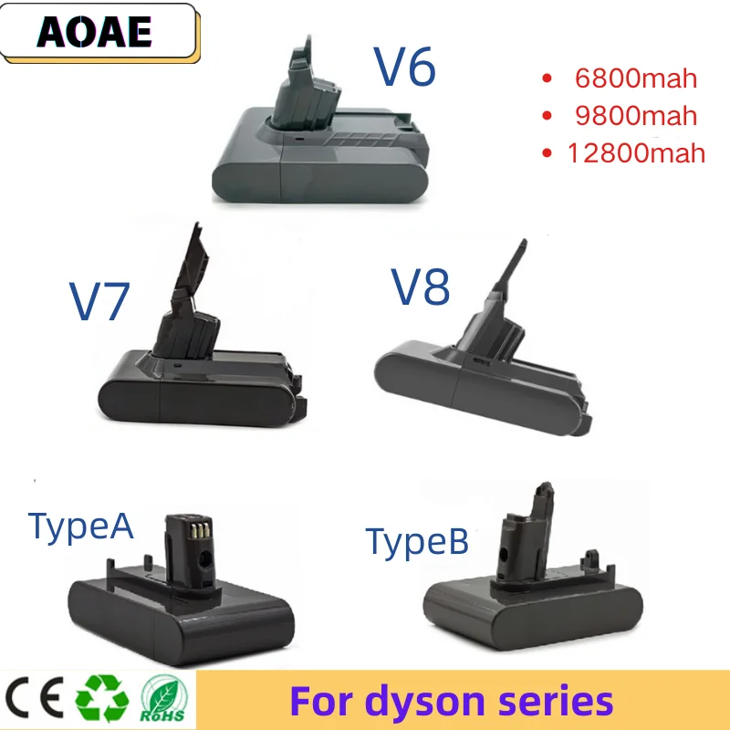 

Vacuum Cleaner Rechargeable Battery for Dyson Type-A V6 V7 V8 Series SV07 SV09 SV10 DC31 DC34 Absolute Fluffy Animal Pro Bateria