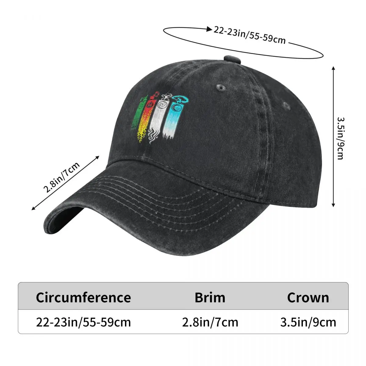 Magic The Gathering Elemental Bending Denim Baseball Cap Kpop Rock Trucker Dad Hat Summer Women Trendy Sun-Proof Snapback Cap