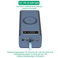 T21 21x18650 Flashlight Battery Charger Box Power Bank Holder DIY Shell Case Dual USB 18650 Battery Shell Storage Organize