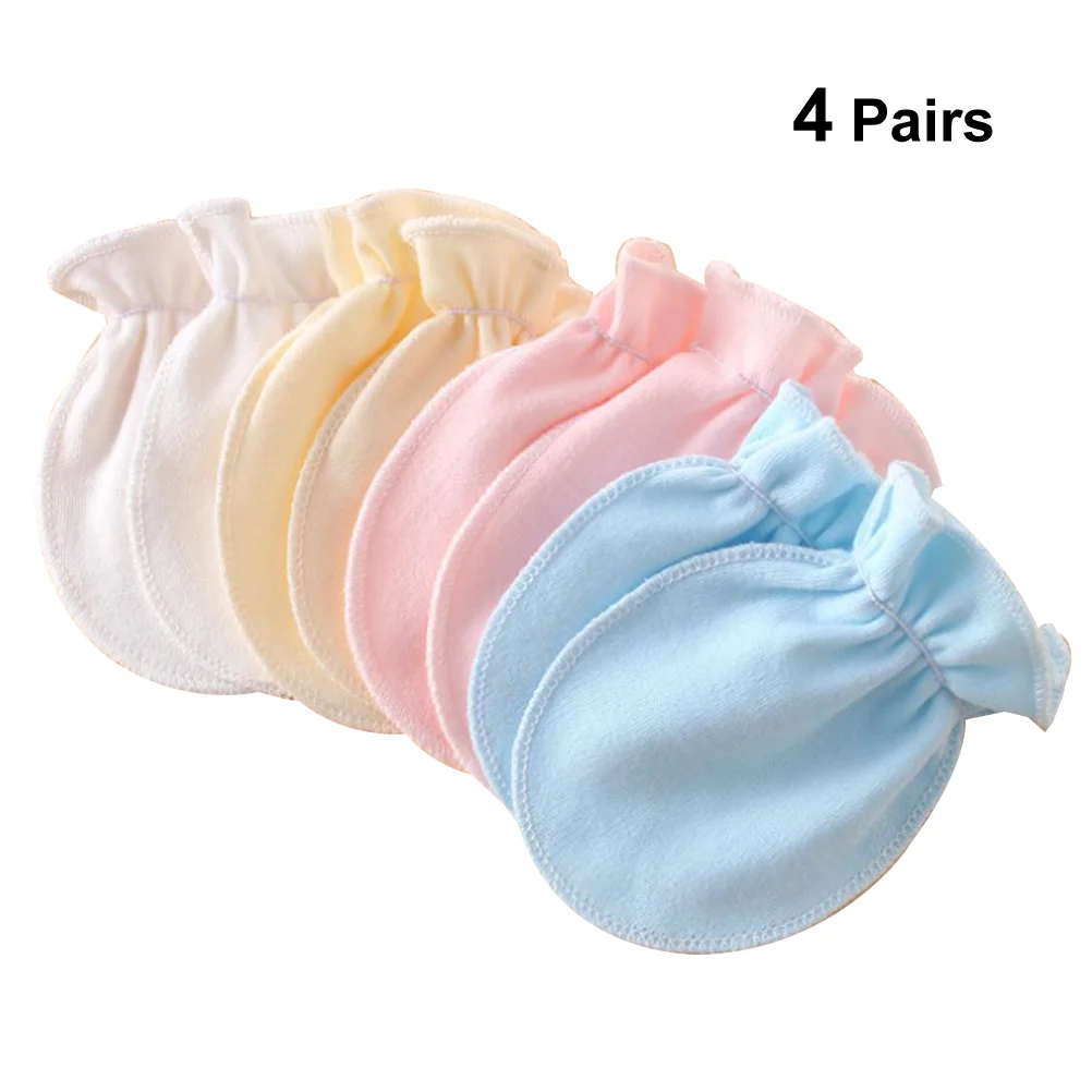 4 Pairs Baby Hand Mittens Newborn Protection Gloves Anti Scratch Face Anti-grasping