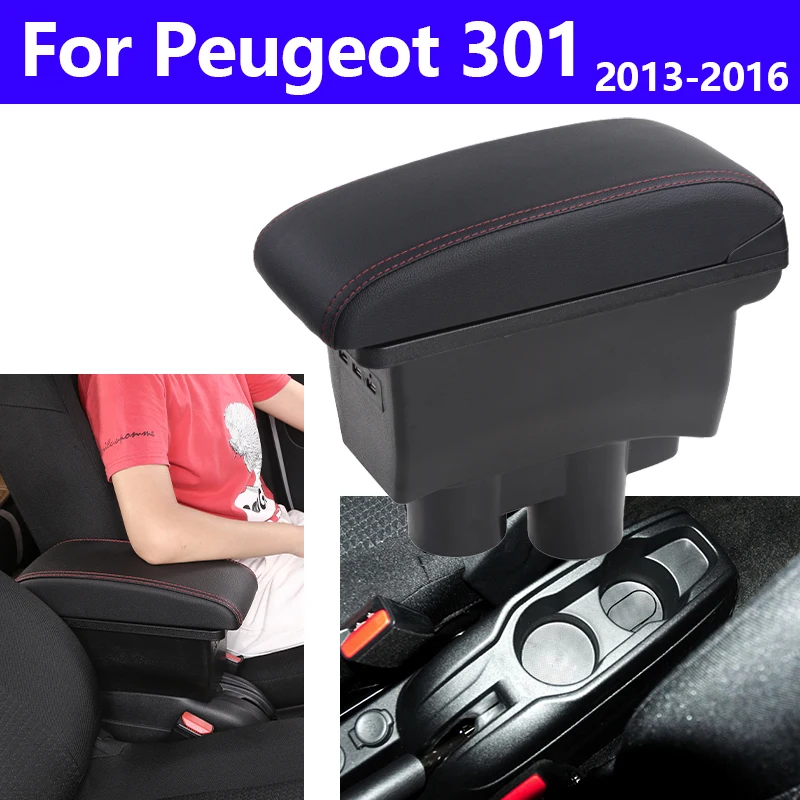 

Для Peugeot 301, ящик для подлокотника для Citroen C-Elysse, ящик для хранения центральной консоли с USB 2013-2016, аксессуары для салона автомобиля