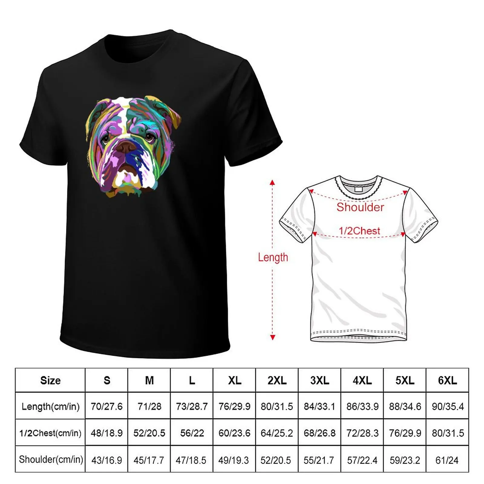 English Bulldog Splash T-Shirt vintage t shirts summer tops t shirt men