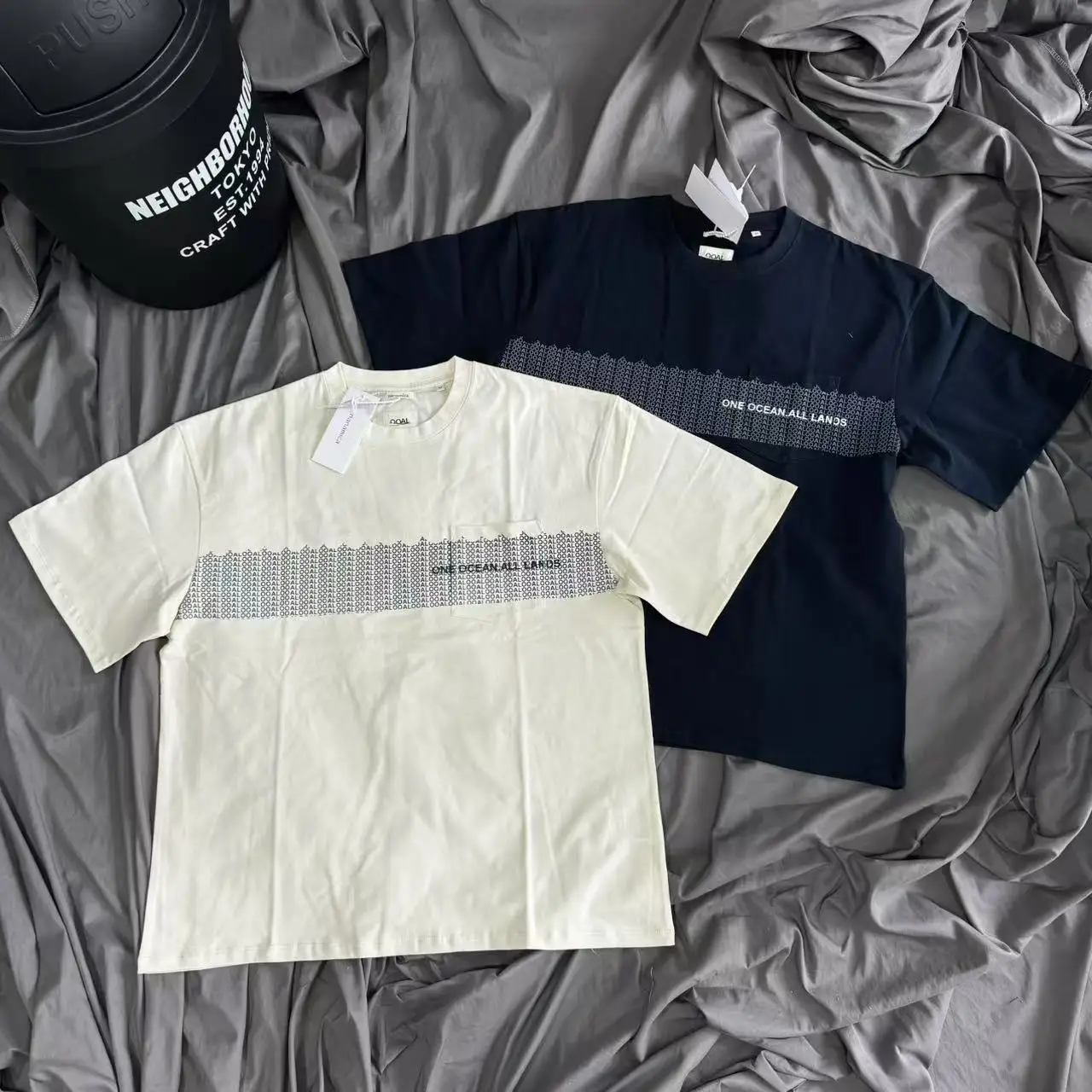 

Nanamica 25SS two-color simple OOAL slogan printed cotton short-sleeved T-shirt