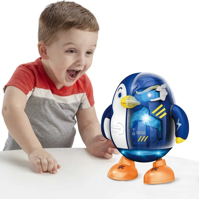 Children New Electric 360 Rotating with Light Music Lovely Robot Penguin Plastic Mechanical Dancing Sound Kids Animal Dance Toy