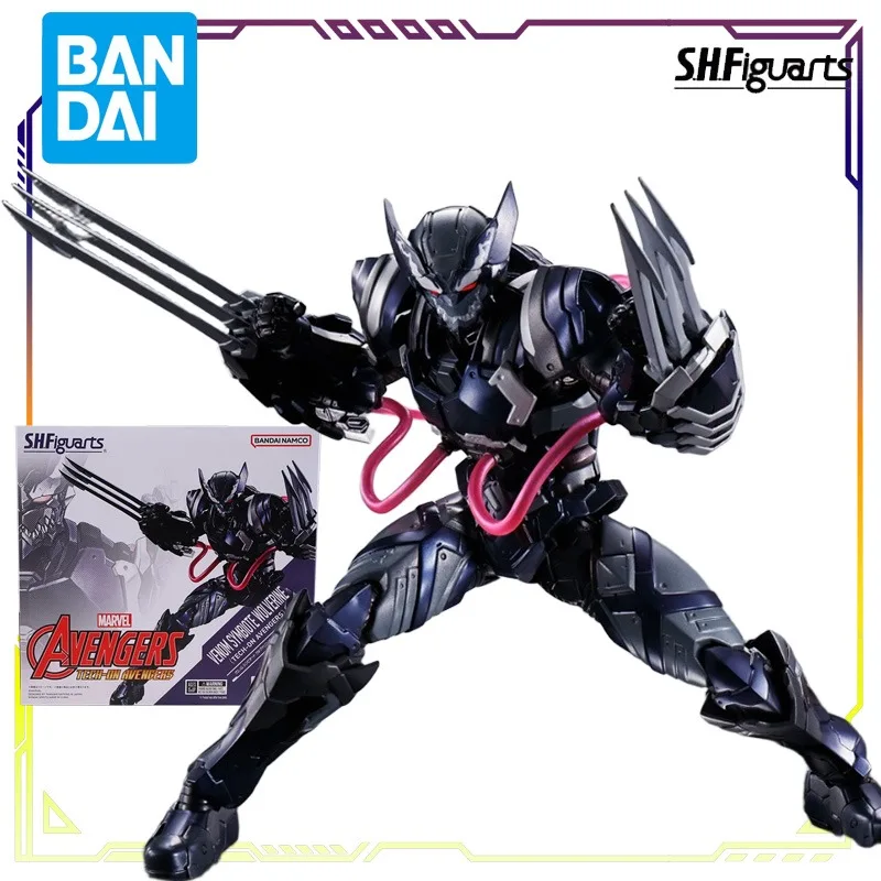 반다이 오리지널 모바일 어벤져스 S.H. Figuarts 모바일 어벤저 스 베놈 공생 울버린 액션 피규어 모델 장난감 소년을위한 선물