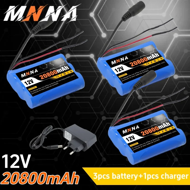

100% New 12V 20800mAh 3S1P Protection Plate12V 20.8Ah Battery Pack 18650 Lithium ion DC 12.6V Super Rechargeable Battery+Charger
