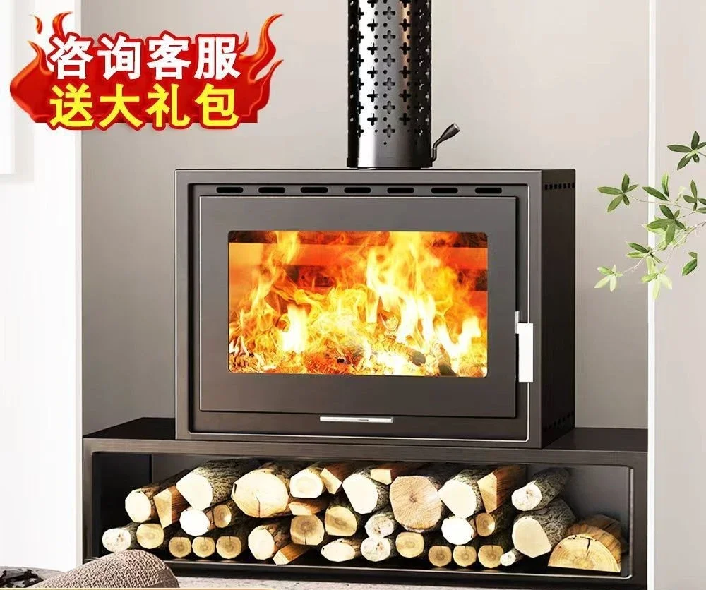 Real fire fireplace Firewood heating stove Household indoor fireplace Living room Smokeless rural B & B European style