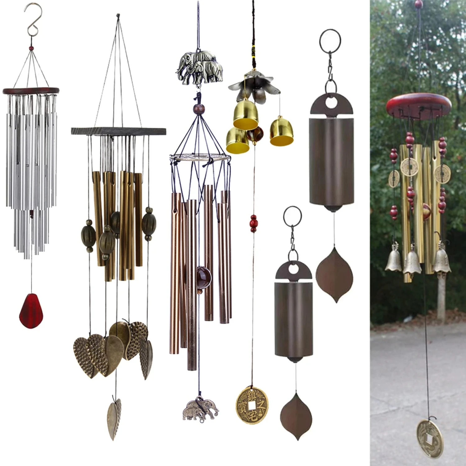 Antique Copper Outdoor Living Wind Chimes for Yard and Garden - Beautiful Tube Bells Windchime Wall Hanging Decor, Exquisite Dec