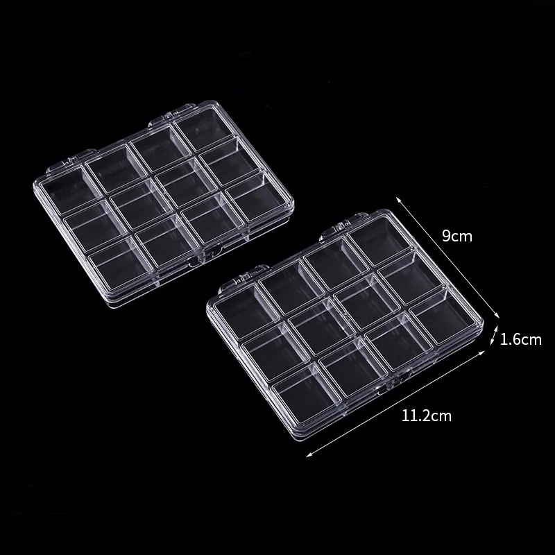 12-Cell Transparent Nail Art Storage Box Small Jewelry Plastic Box Beaded Electronic Components Small Objects Sorting Container