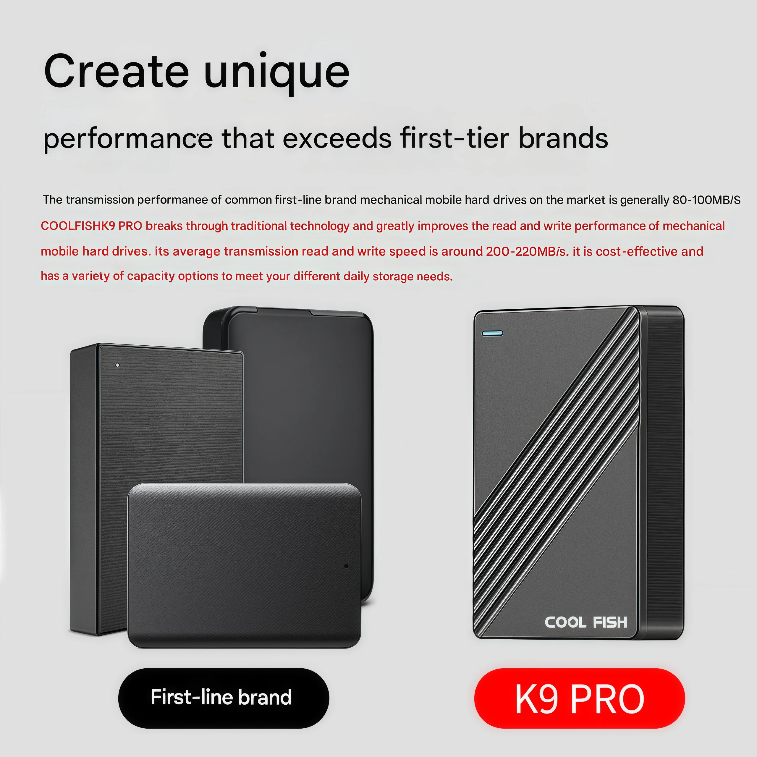 COOL FISH 2.5 Inch Dual Bay Portable External Hard Drive RAID 1TB 2TB 200MB/s for PC Mac Data Storage