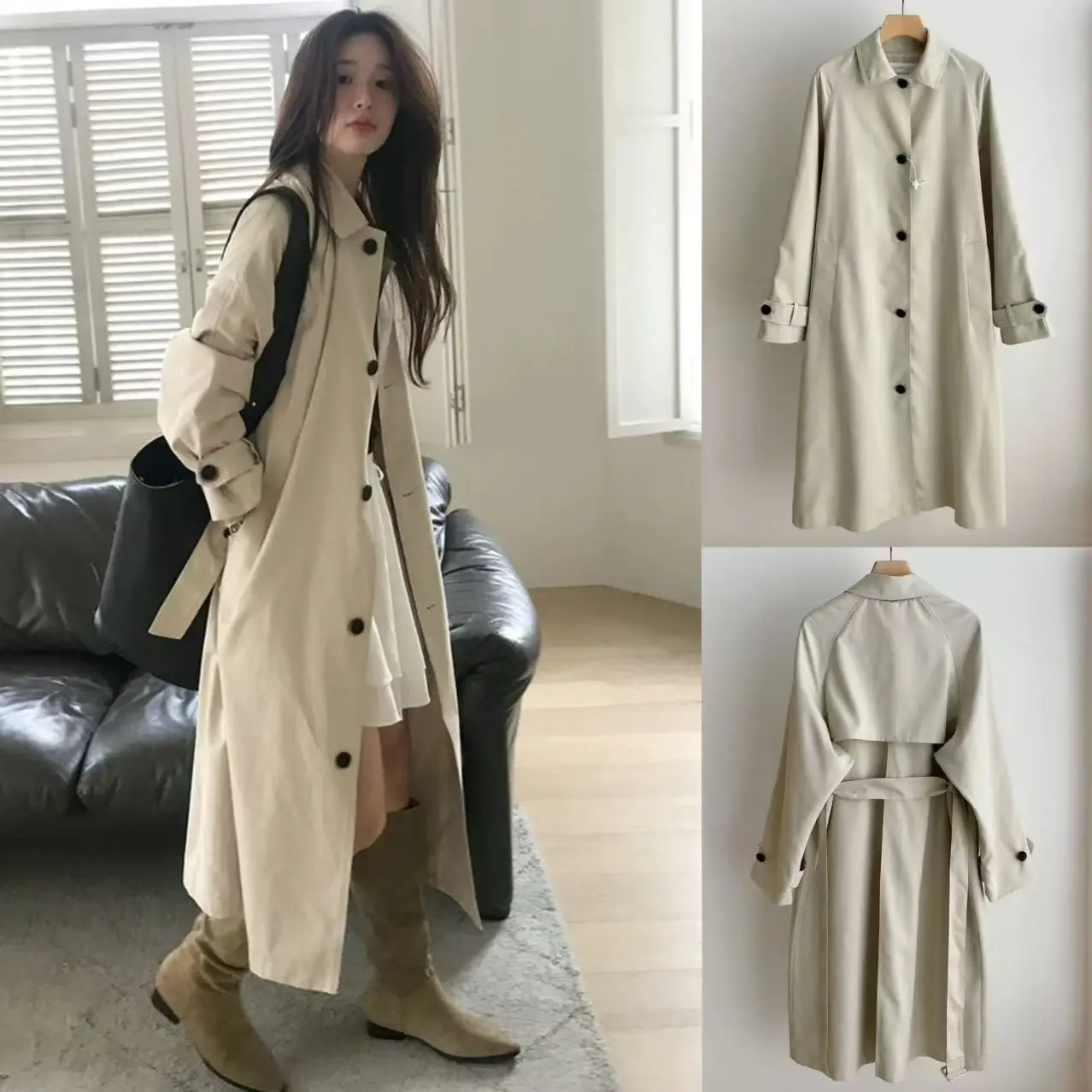 

Ele однотонная ветровка с откидным воротником на одной пуговице и поясом Jaet Archie Jtou, осень 2025 г., Новое поступление, модная верхняя одежда