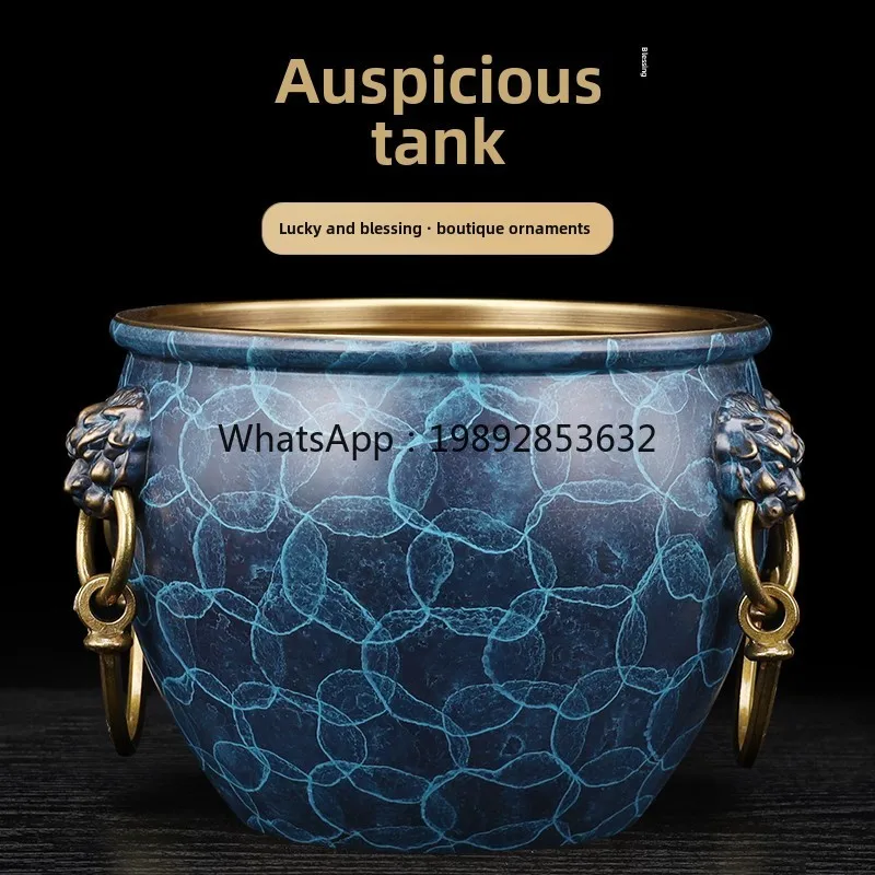 AB  pure copper cornucopia Forbidden City copper cylinder Jucai Wangcai copper incense burner decorative ornament