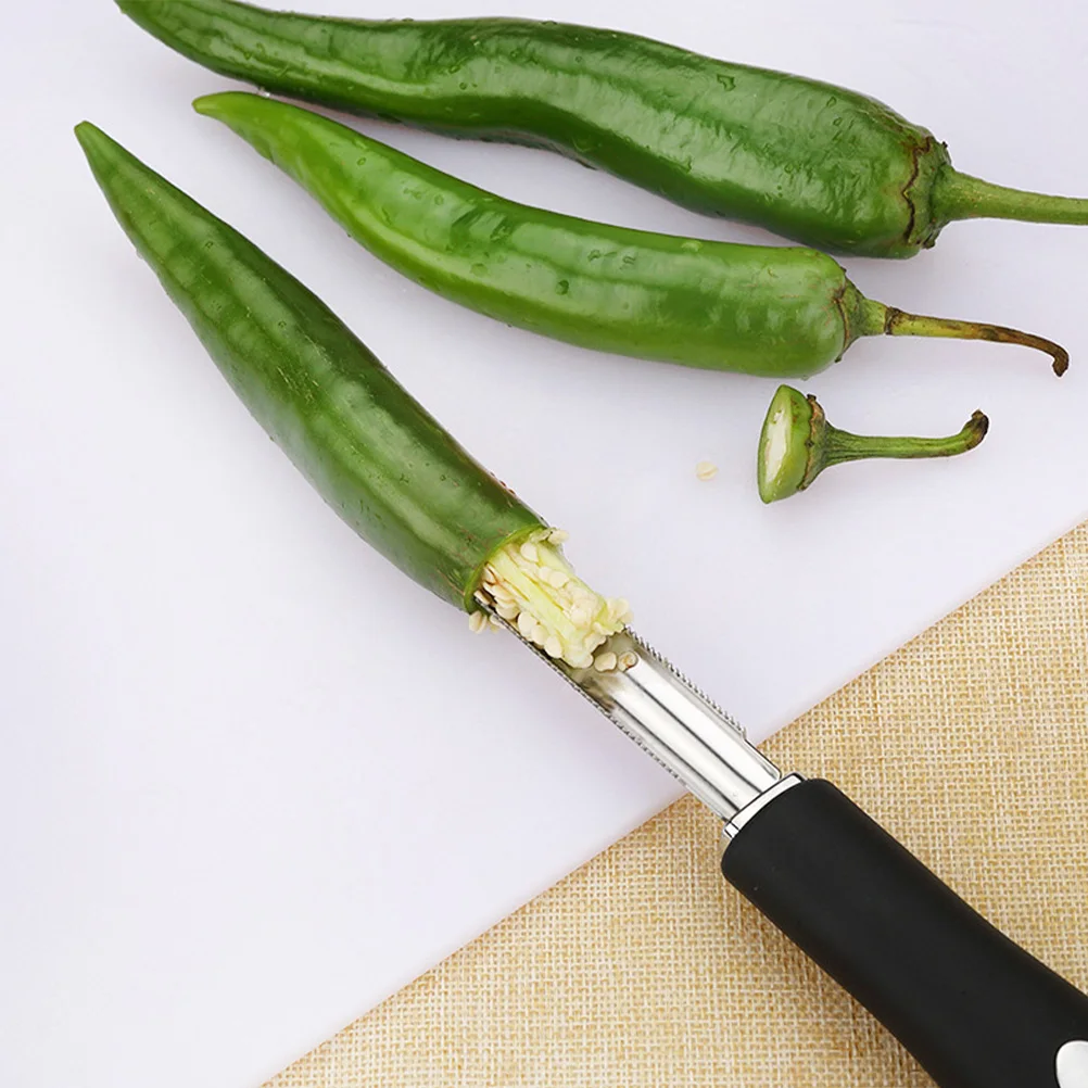 

Stainless Steel Fruit Corer Pepper Core Remover Kitchen Gadget Vegetable Remover Tool for Chili Easy Design Safe Handle