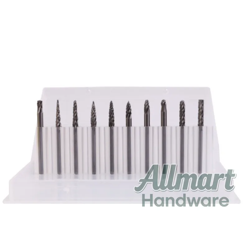 10PCS Wood Carbide Rotary Burr Set, Woodworking Router Bits, Wood Carving Engraving Burrs for Electric Grinder Kit