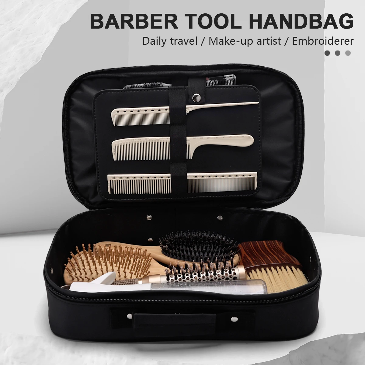 

Portable Barber Tool Bag for Hairdressing Salon Storage Pouch with Compartments for Scissors Comb Brush Razor Ideal for Barber