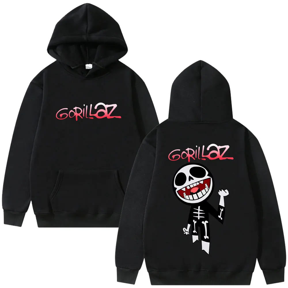 

Rock Band Gorillaz Funny Face Graphic Hoodie Men Women Casual Oversized Fleece Cotton Pullover Men's Vintage Hip Hop Streetwear