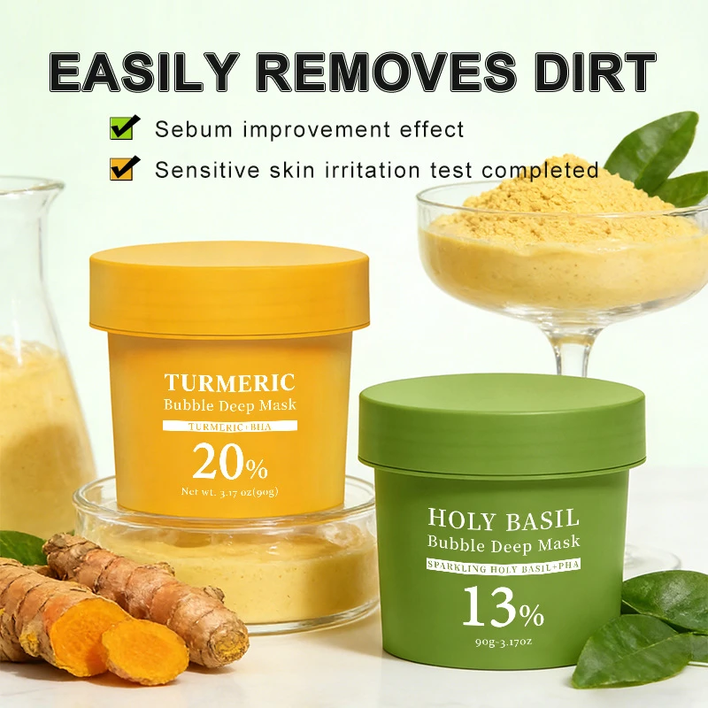 Turmeric Bubble Deep Cleansing Mask Natural Plant  Cleanse Exfoliates Pores Removes Blackheads Controls Oil Moisturizes The Skin