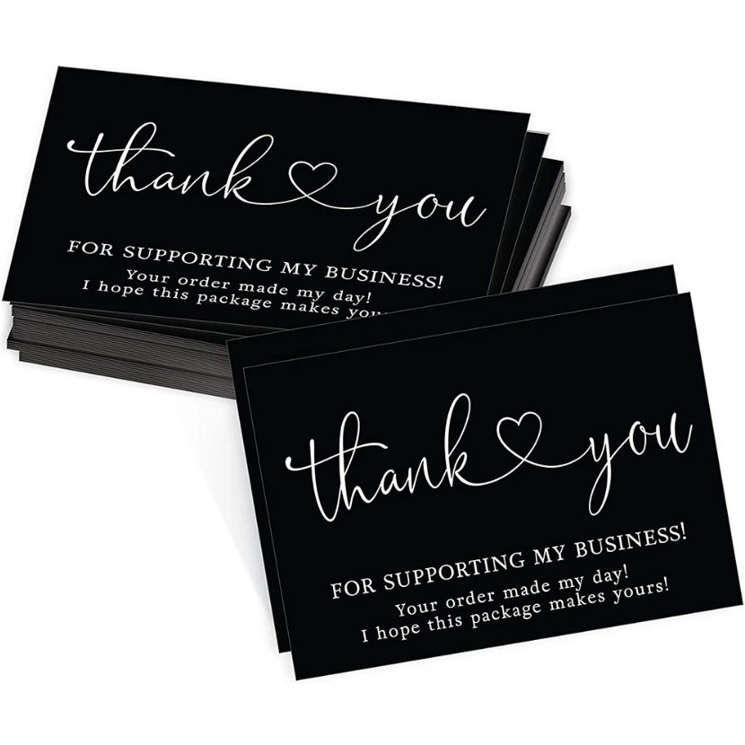 50PCS Black Cards Kraft Paper Thank You For Your Order Card For Small Shop Gift Decoration Card Business Purchase Thanks