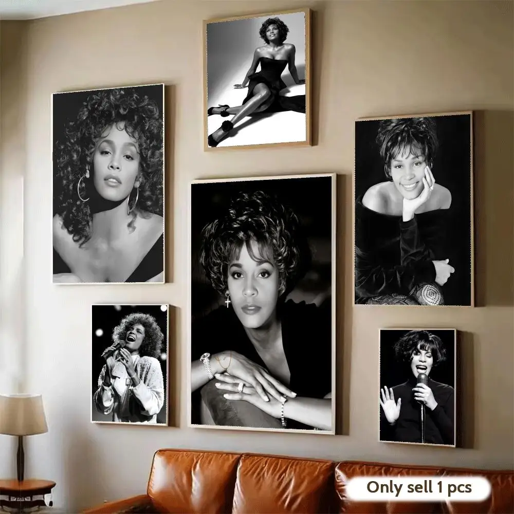 W-Whitney H-Houston Music Poster Waterproof Wall Art Sticker for Home Bar Decoration