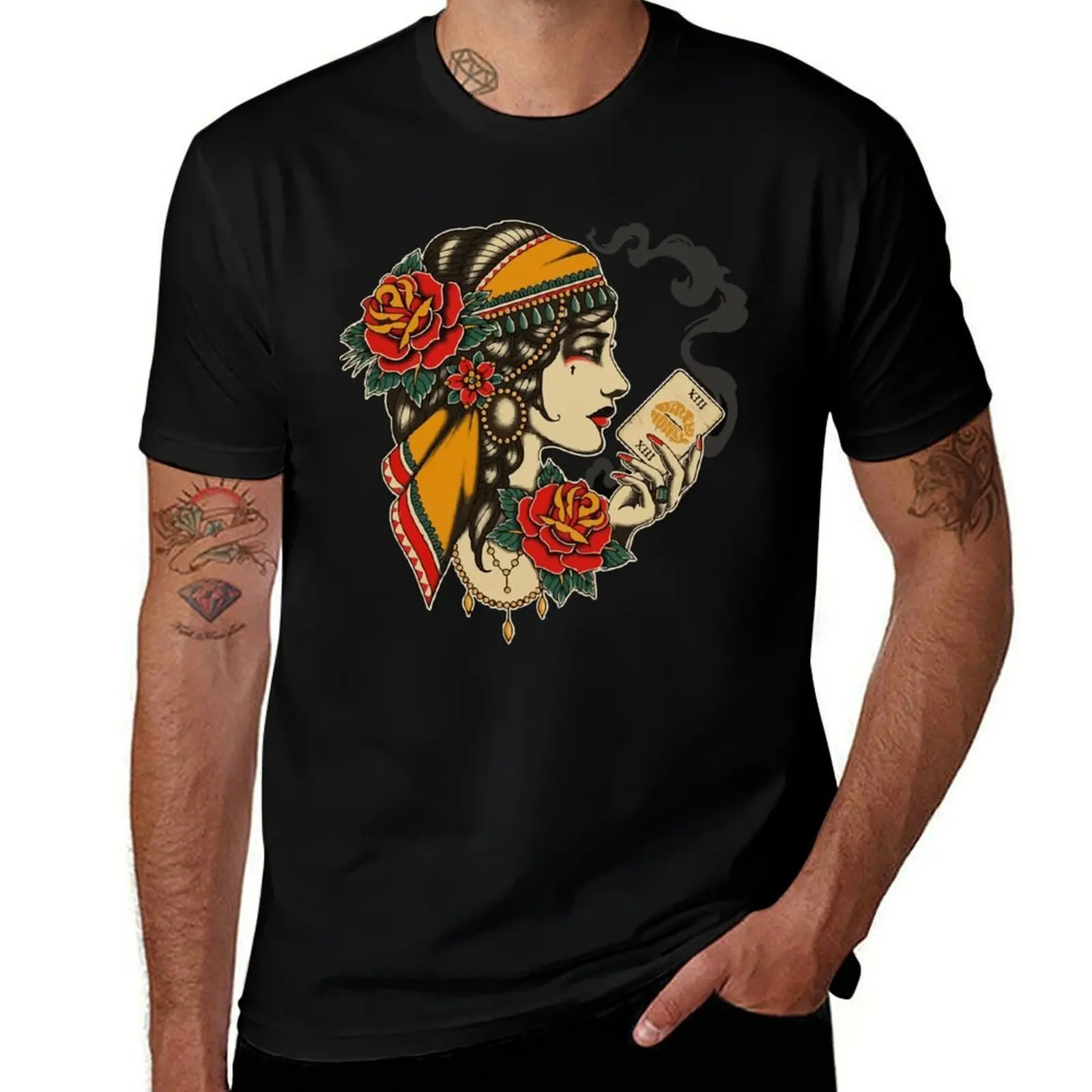 Dirty Honey Fortune Teller Tarot Card T-Shirt Casual Loose Short Sleeve Tee for Men T-Shirt