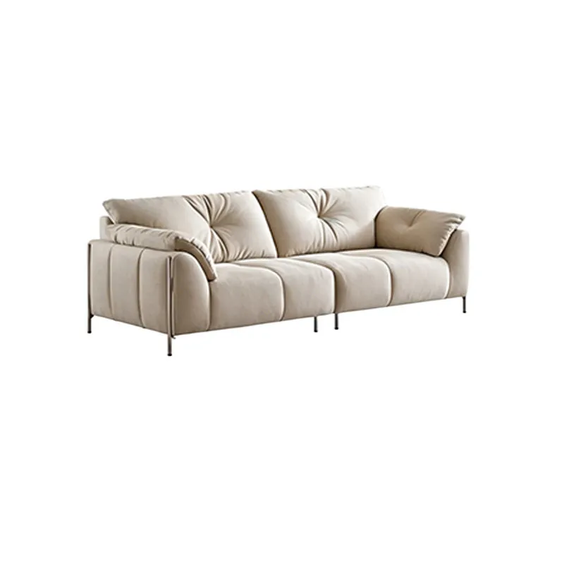 French cream style, small apartment, modern simplicity, straight row matte fabric sofa