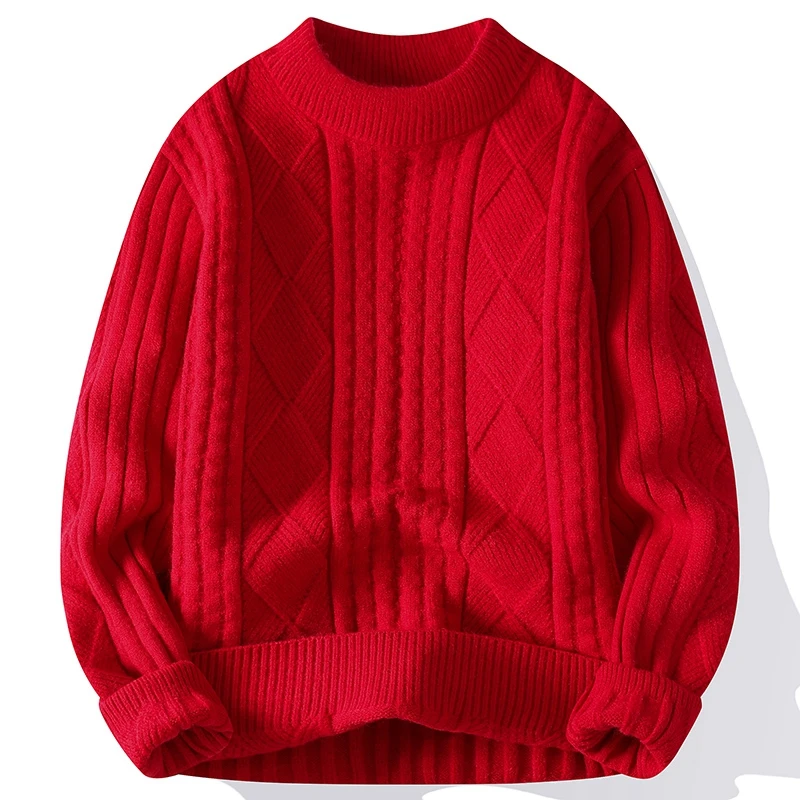 New Knit Pullovers Men Autumn Winter O Neck Loose Knitted Sweater Mens Fashion Long Sleeve Solid Color Casual Pullover Sweaters - Image 6