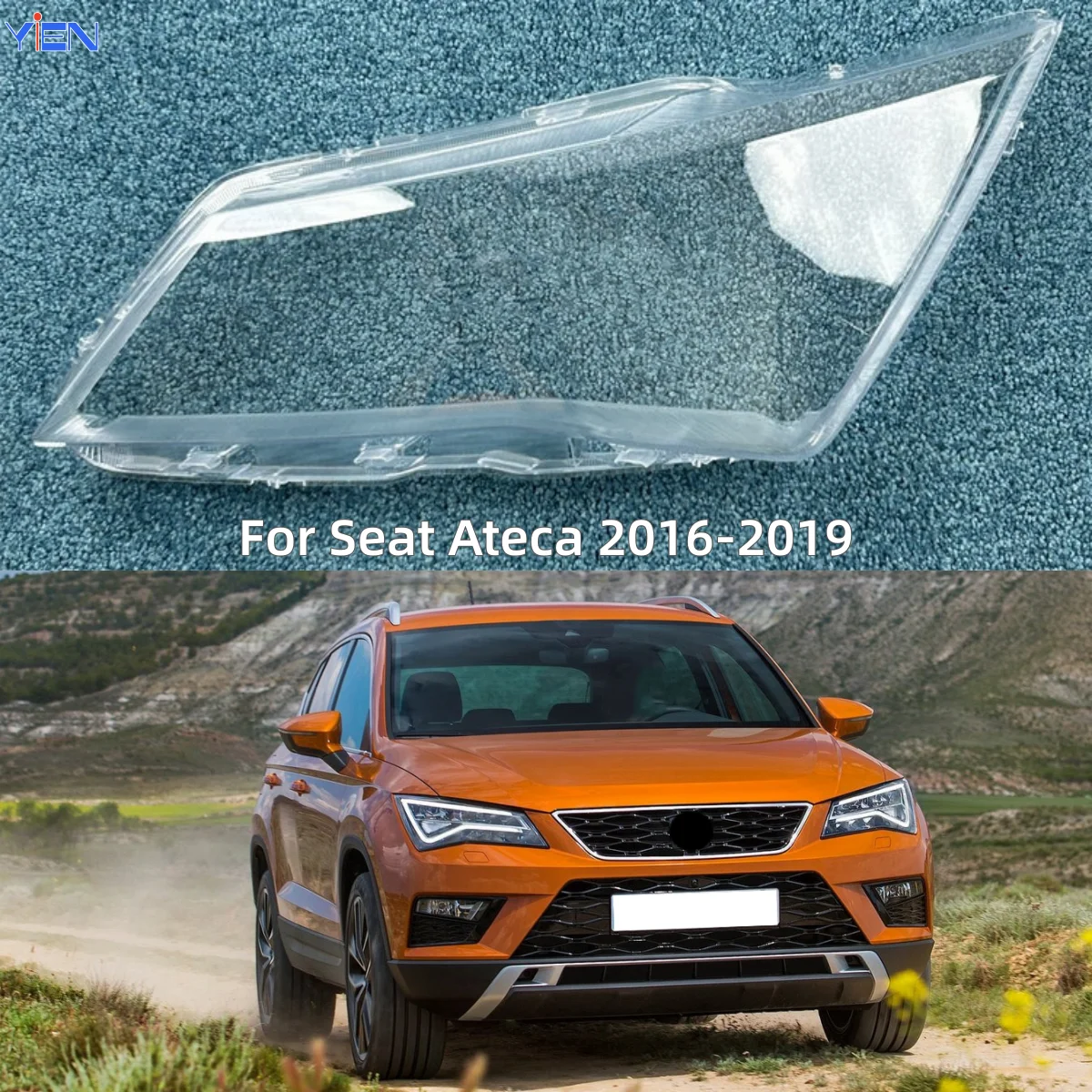 For Seat Ateca 2016 2017 2018 2019 Car Gadgets Lampshades Lamp Headlight Cap Car Front Headlight Lens Cover Lights Shell
