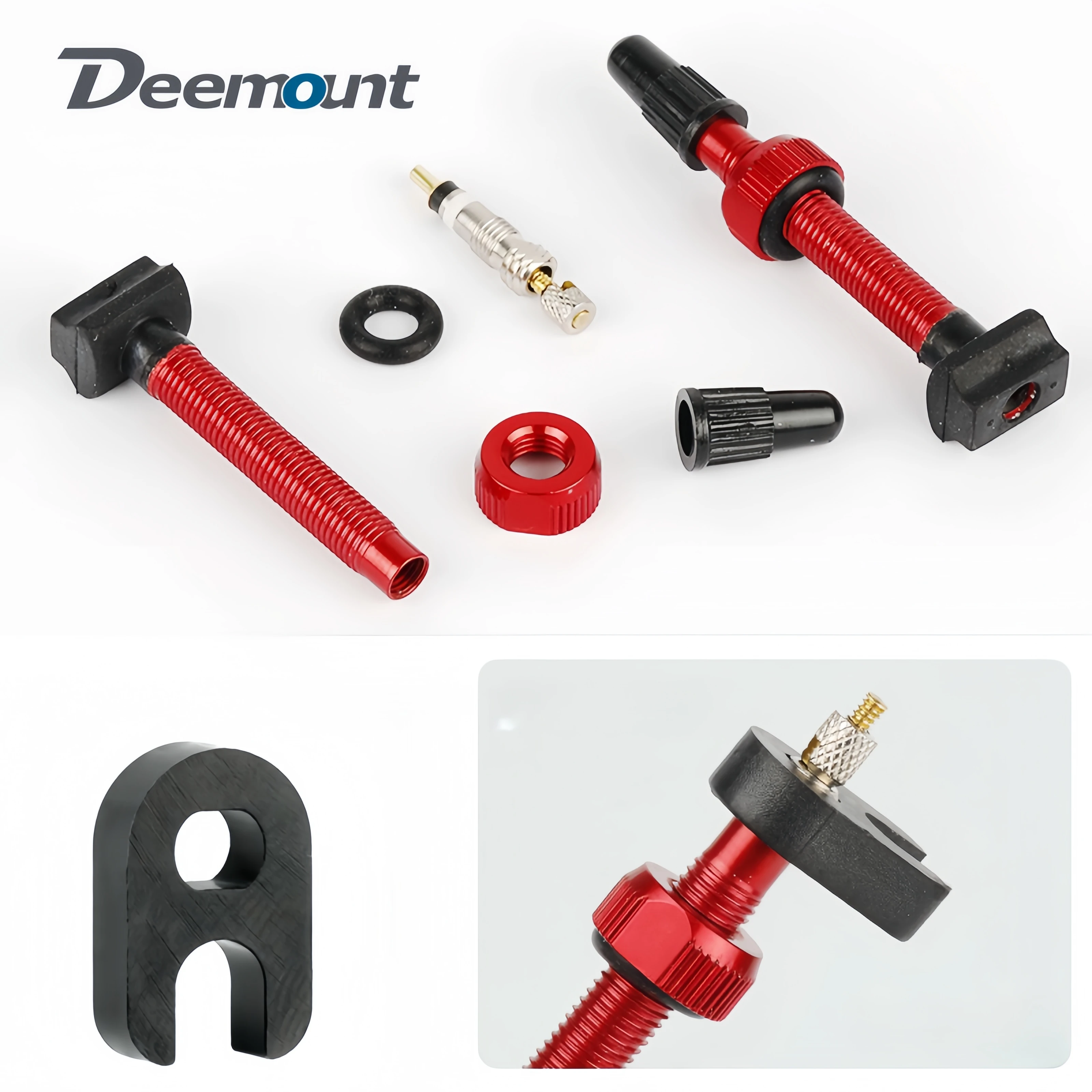 DEEMOUNT Bicycle Vacuum Tire Air Valve One piece Square Bottom FV (PV) French Tubeless Carbon Knife Ring 45/60/80MM