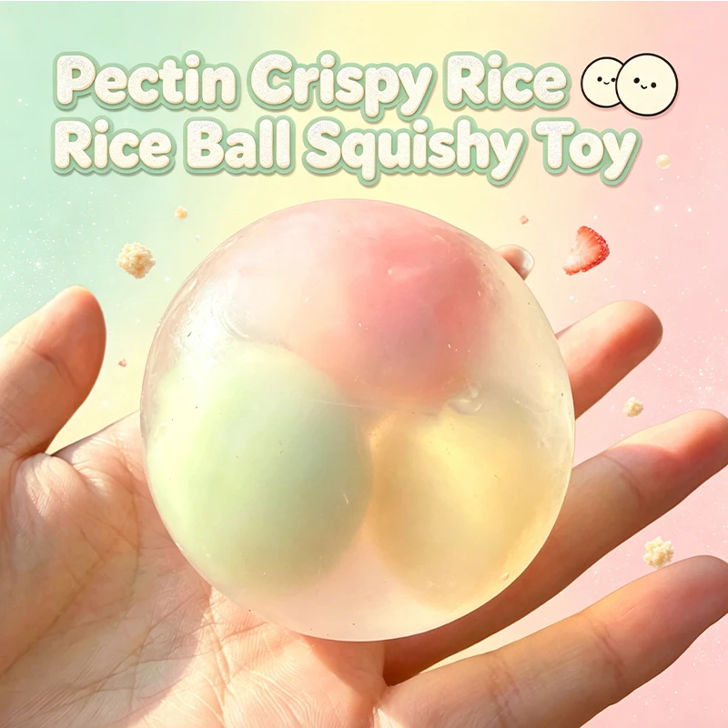 Bonito juguete antiestrés con forma de Tangyuan, bola de arroz crujiente de pectina, macaron, fresa y sésamo, para apretar a mano, regalo relajante para la ansiedad