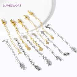 18K Gold Plated Brass Extension Chain With Lobster Clasps Extension Tail Chain DIY Necklace Making Accessories,Jewelry Materials