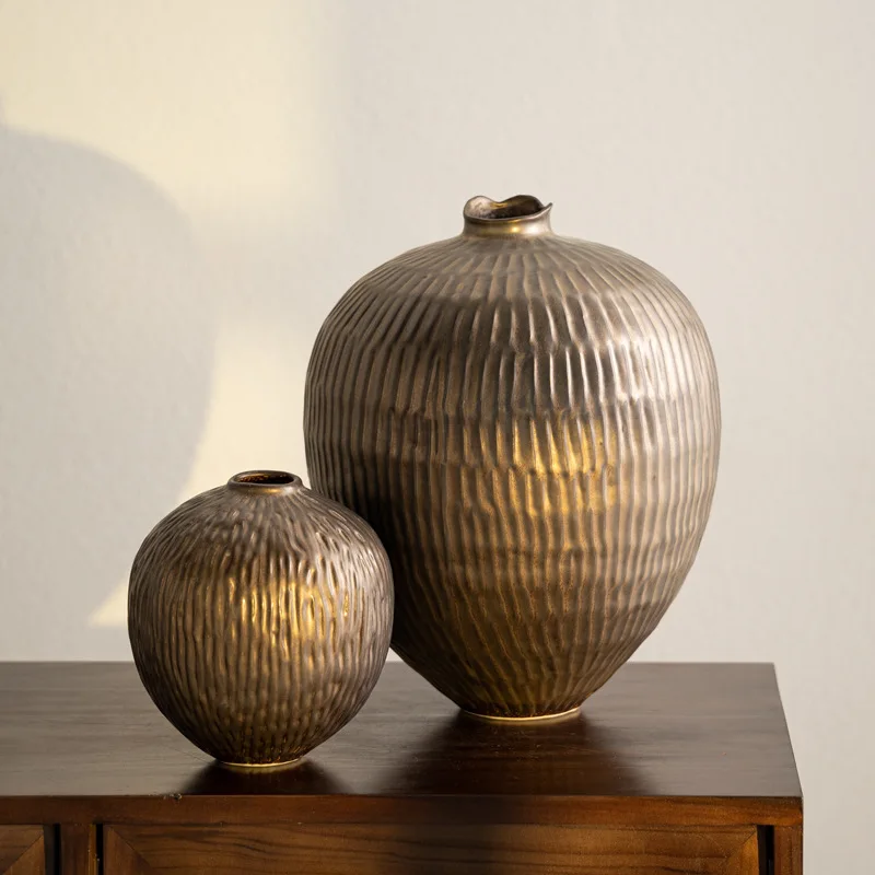 مزهرية سيراميك راقية مصنوعة يدويًا بلون المطر الضبابي، زهرة كونترتوب لمدخل الرياح من وابي سابي #4