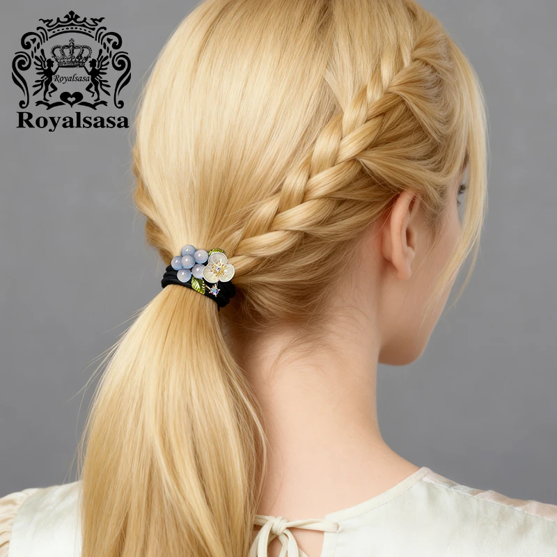 Coleteros Roya L Sasa  Atmosphere Sensation, Elegantes y Sencillos con Flores, Alta Elasticidad para Moños y Colas de Ca...