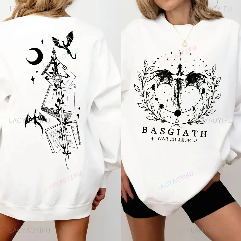 Fourth Wing Dragon Basgiath War College Slogan Women Sweatshirt Divine Sword Tome Elemental Dragons Duplex Printing Sweater