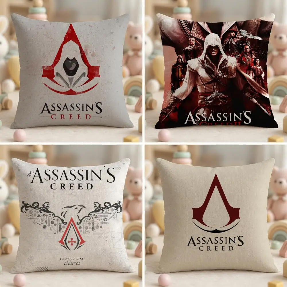 Game A-Assassins Creed Bold Style Cushion Cover Soft Plush Fabric Double-Sided Printed Pillowcase for All Seasons Home Decor