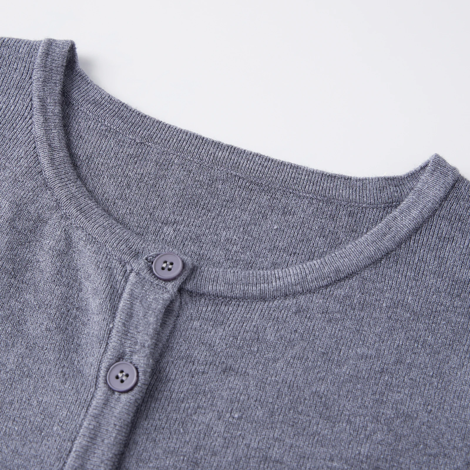 Classic Women's Crew Neck Knit Cardigan Basic Long Sleeve Solid Color Button Down Sweater Outwear