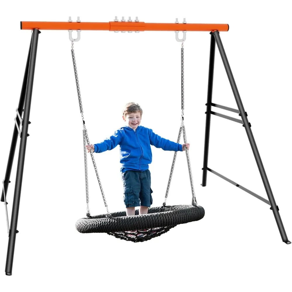 إطار حامل أرجوحة الشرفة لكل من الأطفال والكبار، أرجوحة خارجية بإطار معدني عالي التحمل 3.0 (إطار برتقالي فقط) #1